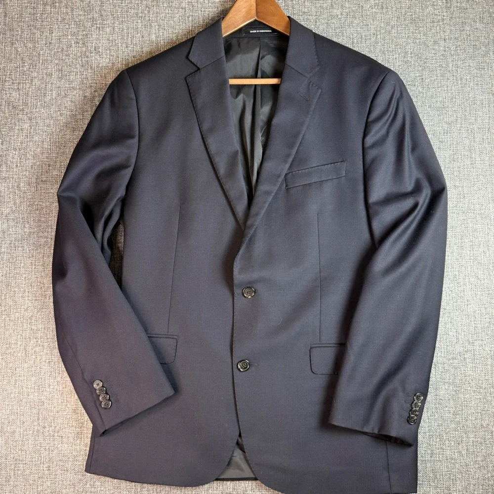 Mens Lauren Ralph Lauren Jacket | Size 42R | Navy Blue Slim Fit 100% Wool Blazer